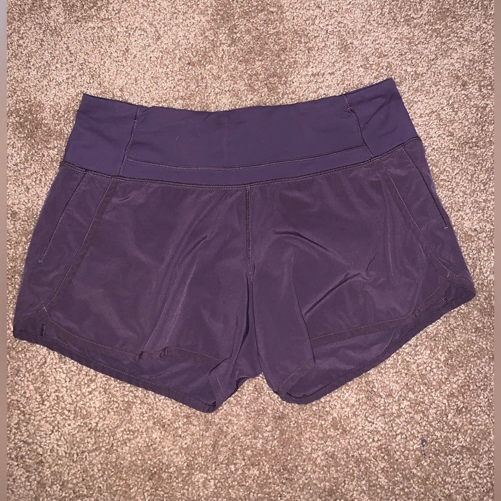 Purple Lululemon speed up mid rise short